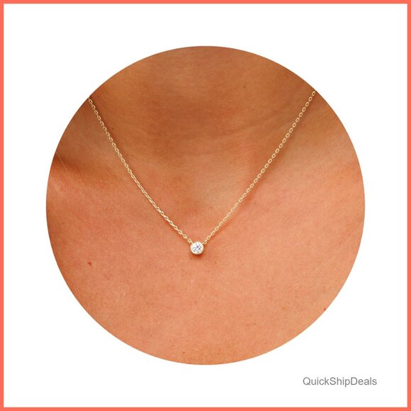 Sterling Silver CZ Pendant Necklace with Lobster Clasp 18